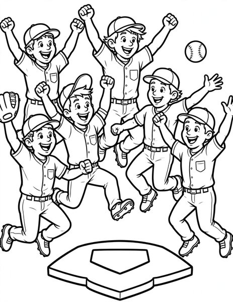 Grand Slam coloring page: The team celebrates a grand slam.