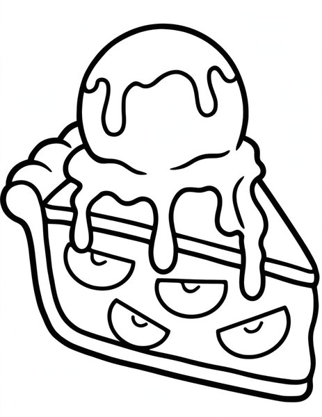 Apple Pie coloring page: A slice of apple pie with ice cream.