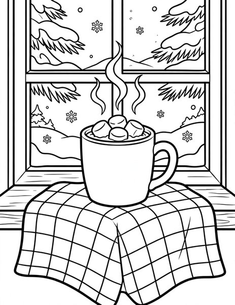 Hot Cocoa coloring page: Cocoa with marshmallows.