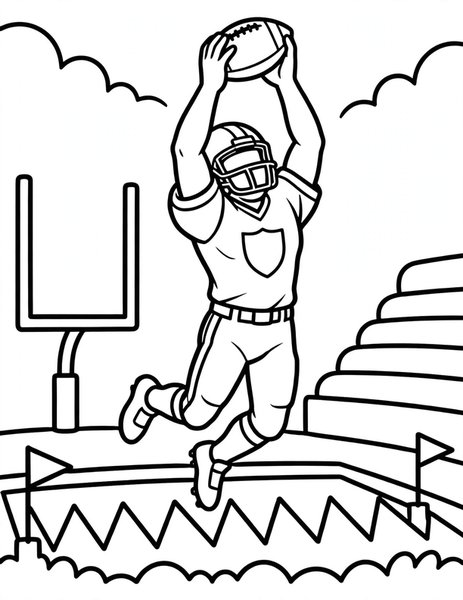Touchdown Catch coloring page: A receiver catches the winning pass.