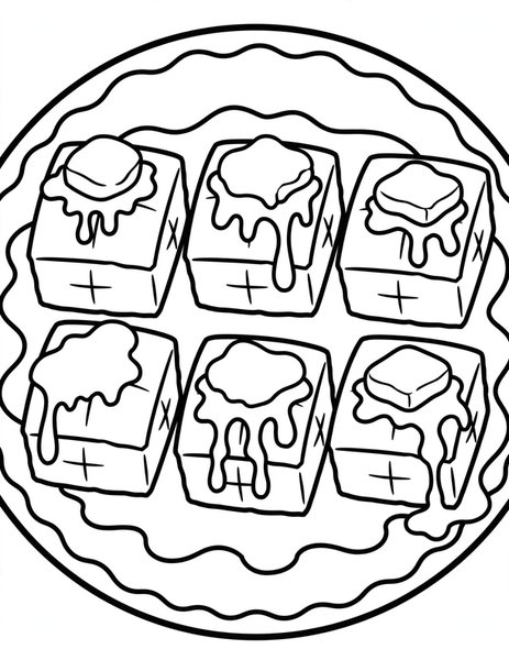Cornbread coloring page: Warm cornbread squares.