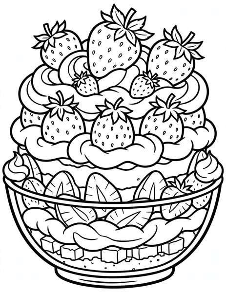 Strawberry Shortcake coloring page: Shortcake layered with strawberries.