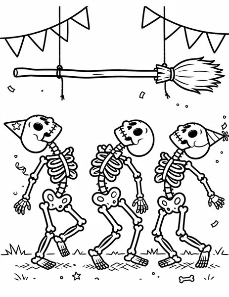 Skeleton Limbo coloring page: How low can a skeleton go?