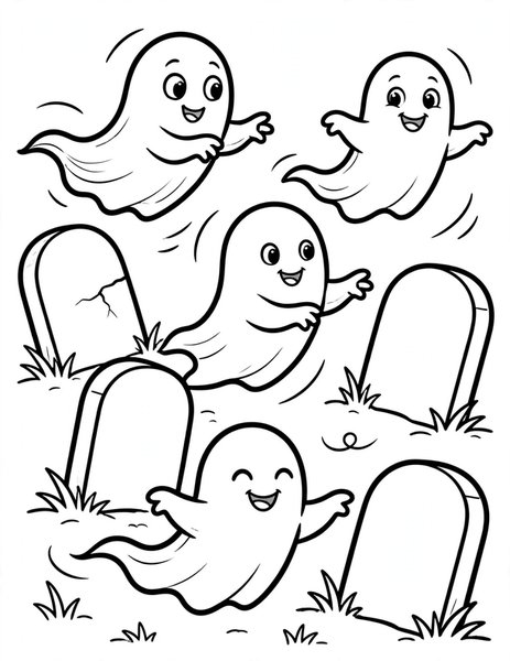 Ghost Tag Game coloring page: You're it, ghostie.