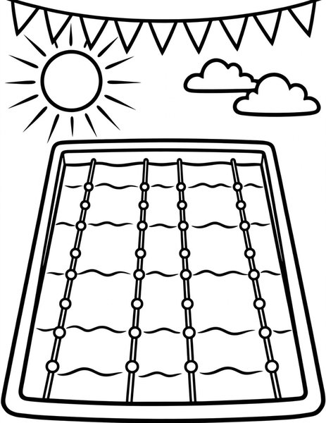 Pool Lanes coloring page: Empty lanes ripple in the sun.