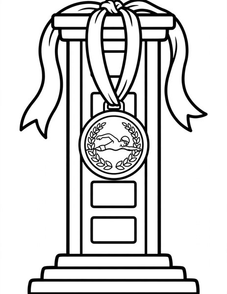 Gold Medal coloring page: A medal for the fastest swimmer.