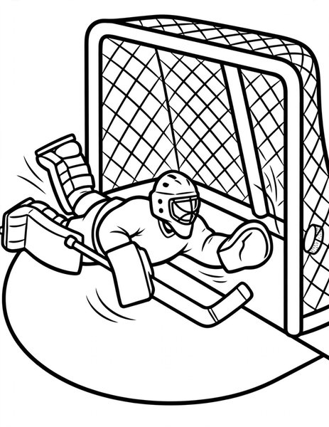 Hockey Goal coloring page: The puck slides into the net.