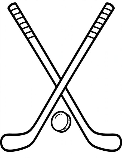 Hockey Sticks coloring page: Sticks cross for the faceoff.