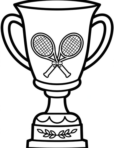 Tennis Trophy coloring page: A silver cup for the champion.