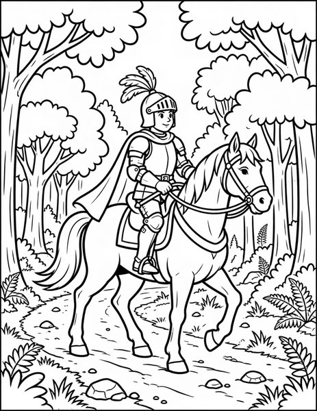 Knight's Horse coloring page: A knight rides to adventure.