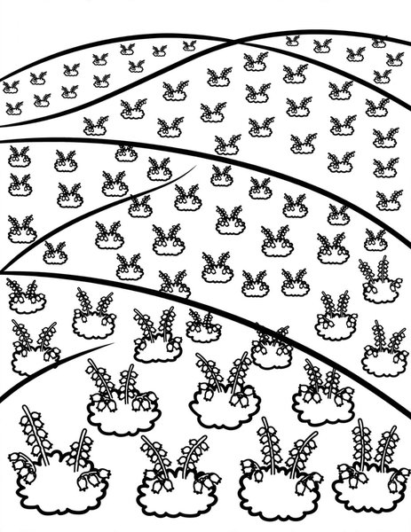 Heather Hill coloring page: Heather carpets a rolling hill.
