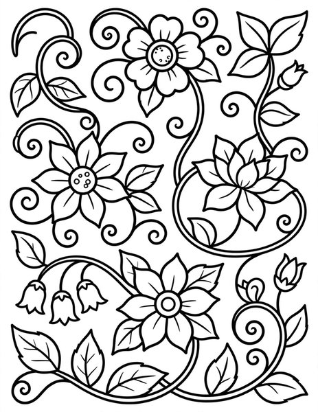 Detailed Vine Victory coloring page: Triumphing vines in fine detail.