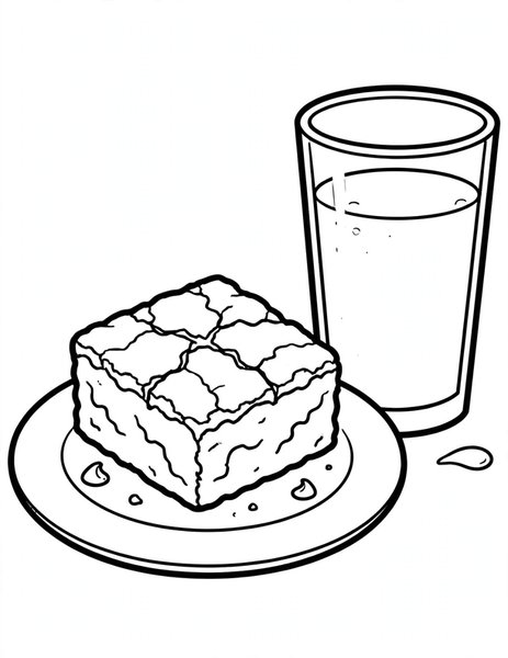 Brownie coloring page: A fudgy brownie square.