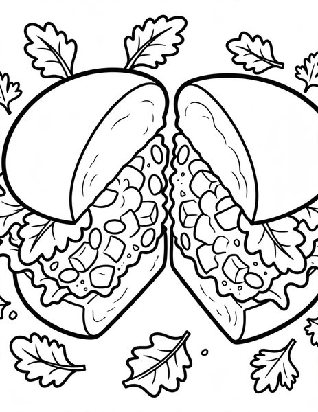 Egg Salad coloring page: A creamy egg salad sandwich.
