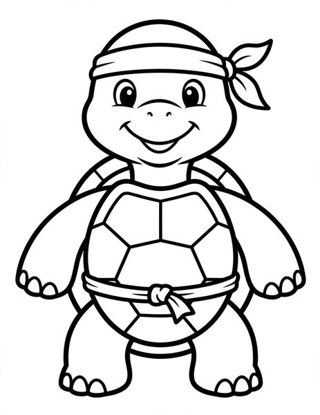 Turtle Ninja Costume coloring page: A turtle in a ninja headband.