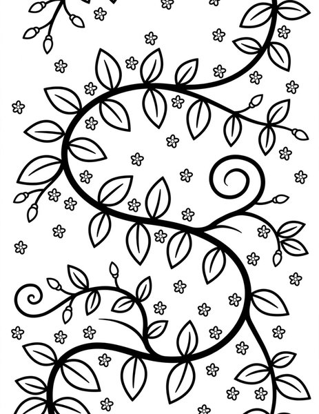 Jasmine Joy coloring page: Jasmine stars sprinkle a vine.