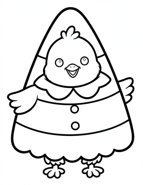 Candy Corn Chick coloring page: A chick dressed as candy corn.
