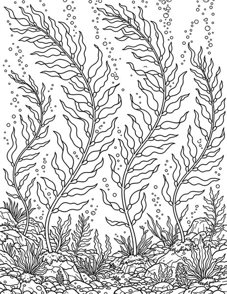Kelp Forest coloring page: Kelp sways in the current.