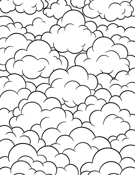 Puffy Clouds coloring page: Clouds drift like cotton candy.