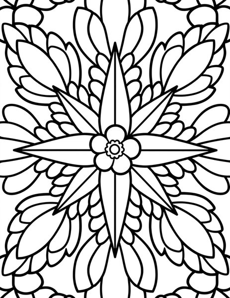 Detailed Flower Compass coloring page: A compass rose of flower petals.