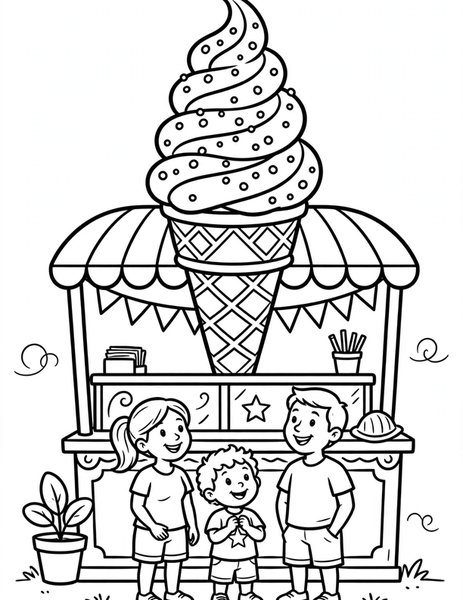 Soft Serve coloring page: A swirly soft serve cone.