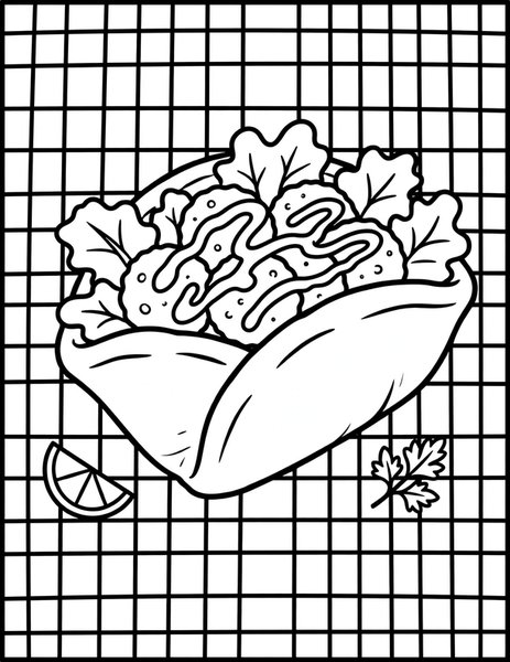 Falafel Wrap coloring page: A wrap stuffed with falafel.