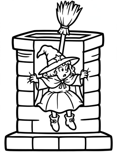 Witch Stuck in Chimney coloring page: She tried the Santa entrance.