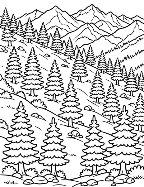 Golden Larch coloring page: Larch trees turn brilliant gold before dropping their needles.