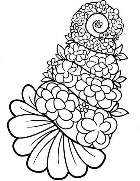 Detailed Flower Shell coloring page: A seashell of flower petals.