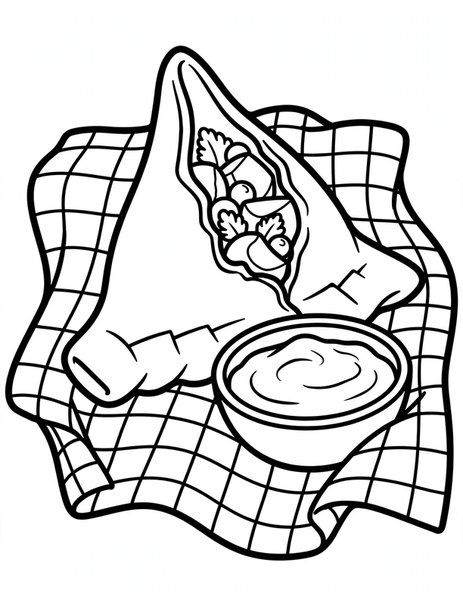 Samosa coloring page: A crispy triangle samosa.