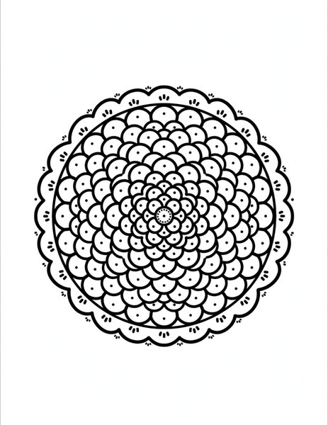 Dragon Scale Mandala coloring page: Scales overlap like armor.