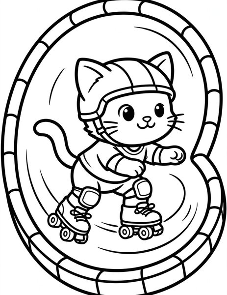Cat Roller Derby coloring page
