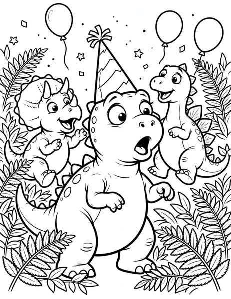 Pachycephalosaurus Party Hat coloring page