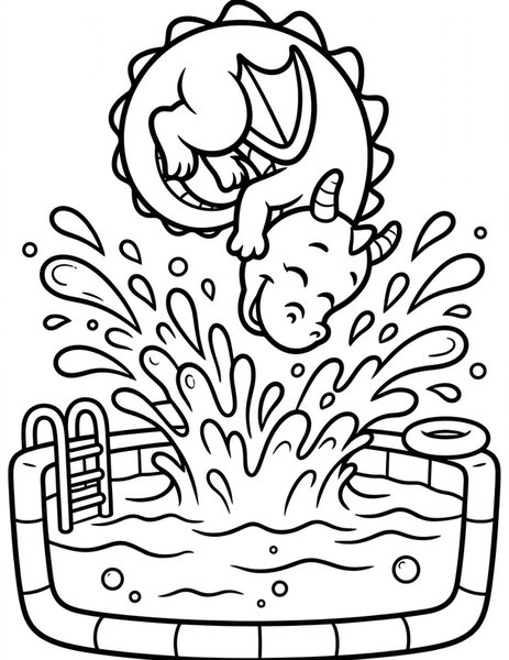 Pool Dragon coloring page