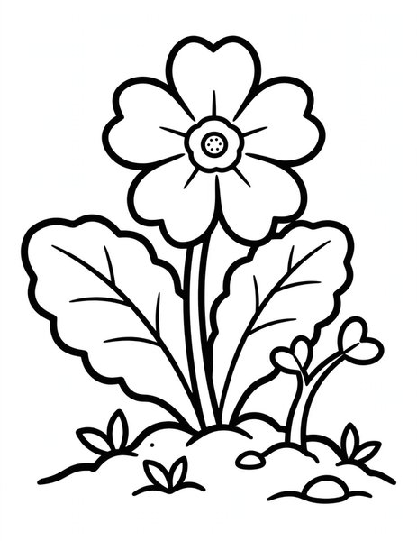 Primrose Promise coloring page: A primrose promises spring is near.
