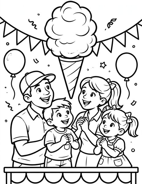 Cotton Candy coloring page: A fluffy cloud of cotton candy.