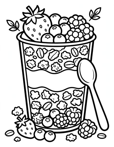Yogurt Parfait coloring page