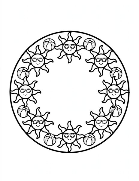 Summer Sun Mandala coloring page
