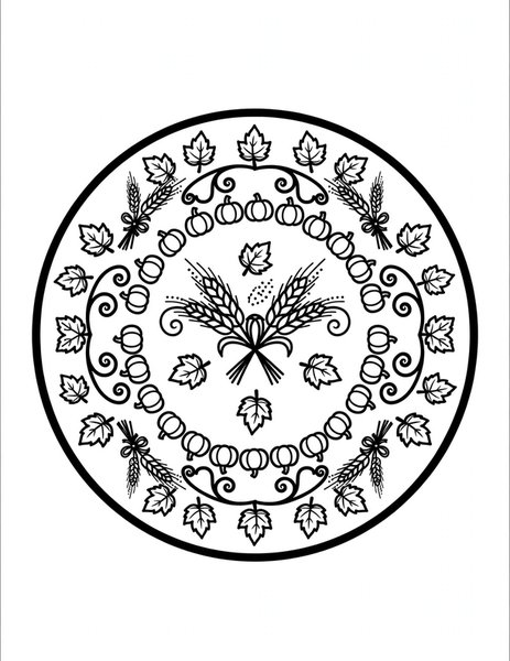 Fall Harvest Mandala coloring page