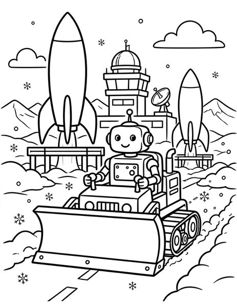 Robot Snowplow coloring page