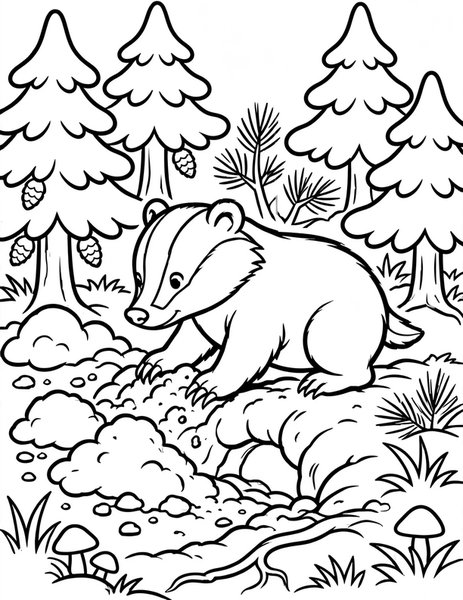 Badger Burrow coloring page