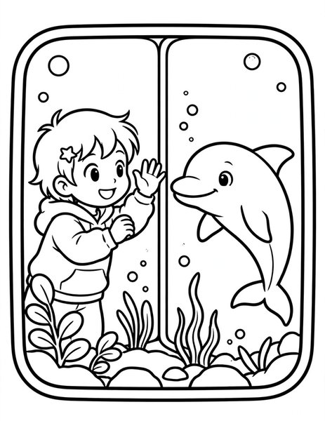 Dolphin Wave coloring page