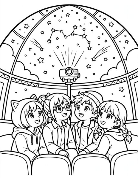 Planetarium Pals coloring page