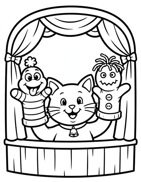 Cat Puppeteer coloring page