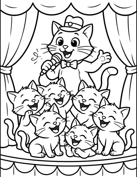 Cat Stand-Up Comic coloring page