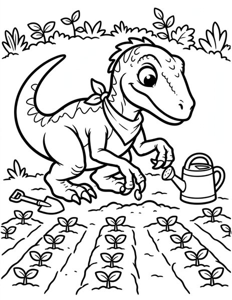 Raptor Gardener coloring page