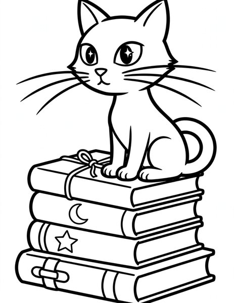 Wizard's Cat coloring page