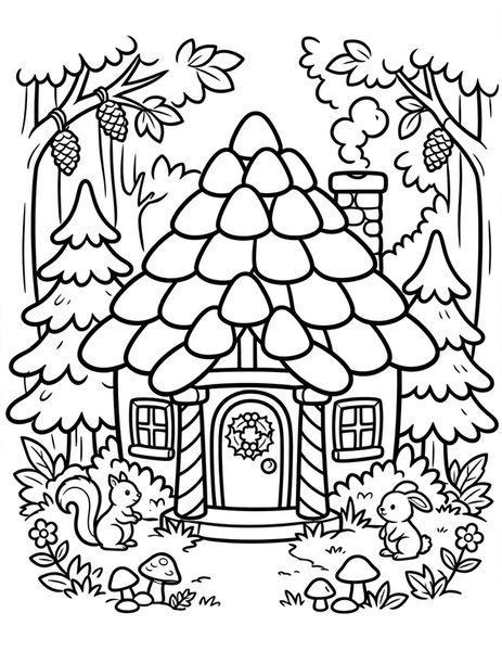 Candy Cottage coloring page