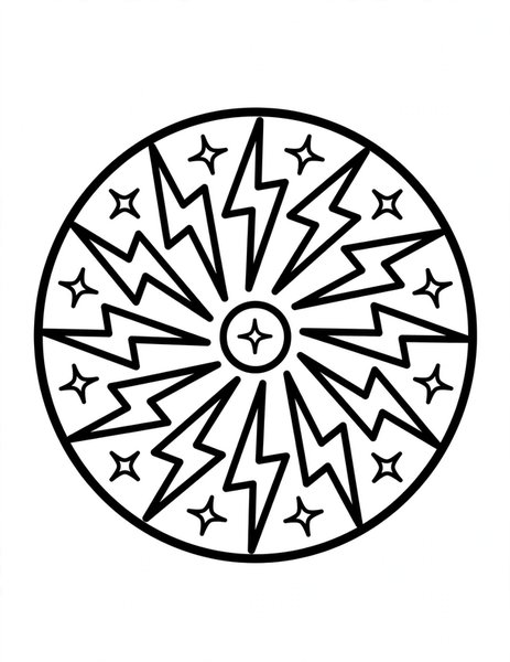 Lightning Bolt Mandala coloring page