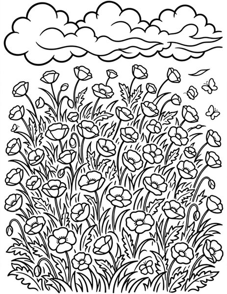Poppy Meadow coloring page
